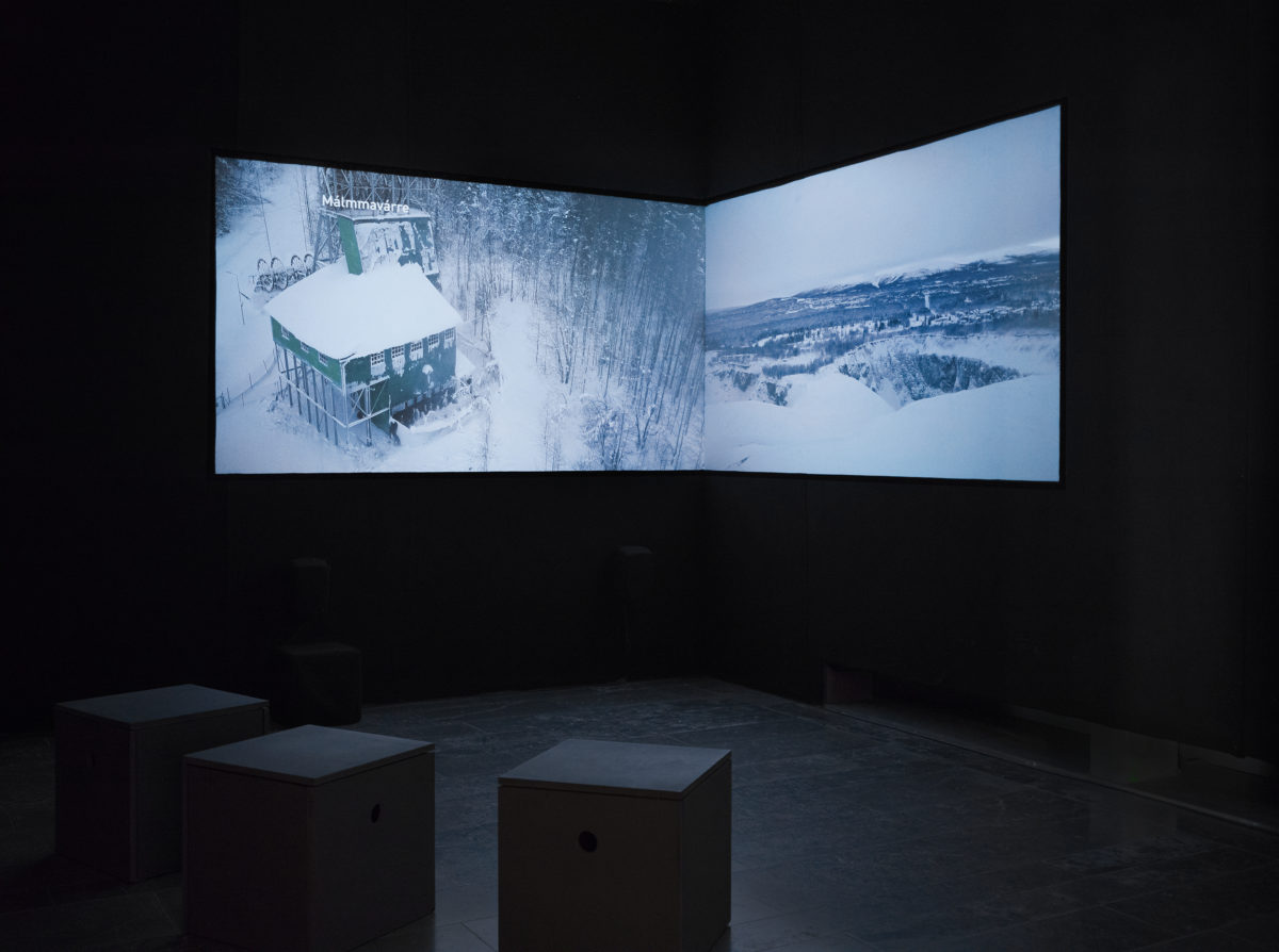 Stills from Litte ja Goabddá [Drones y Tambores] Two-channel video installation, 18:18 min looped with immersive sound design. Jåhkåmåhkke [Jokkmokk], Norrbotten, Swedish Sábme, 2018